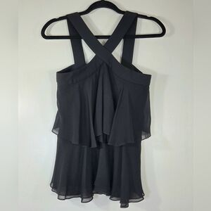A.L.C MIRO SILK MINIMALIST RUFFLE HALTER TOP.